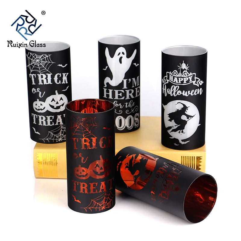 Commercio all'ingrosso portacandele in vetro dipinto a mano creativo moderno con fondo in legno