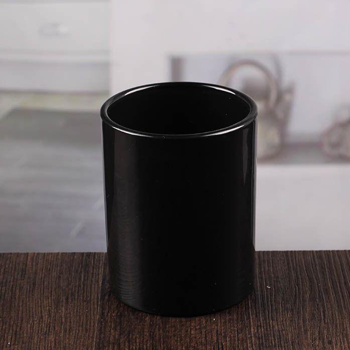 Wholesale 4 inch black glass candle jars glass candle holders in bulk