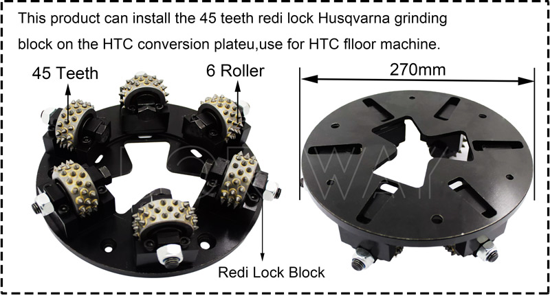 270mm Redi Lock Rotary Bush Hammer Plate For Rough Surface 52
