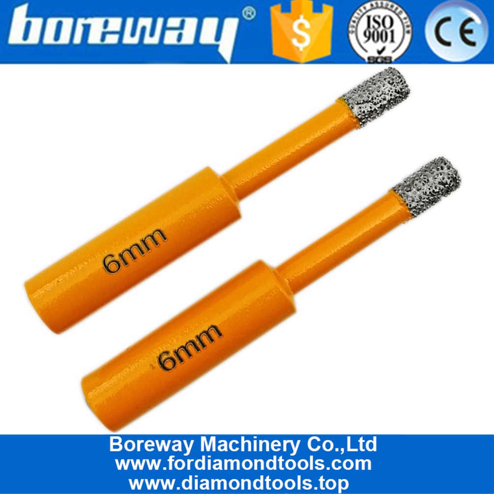 Boreway Dia 6mm Vacuum Brazed Diamond drill bit 10mm Round Shank