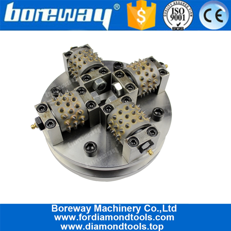 200MM 45 Zähne Hartmetall Bush Hammer Disc mit 4 Rollen