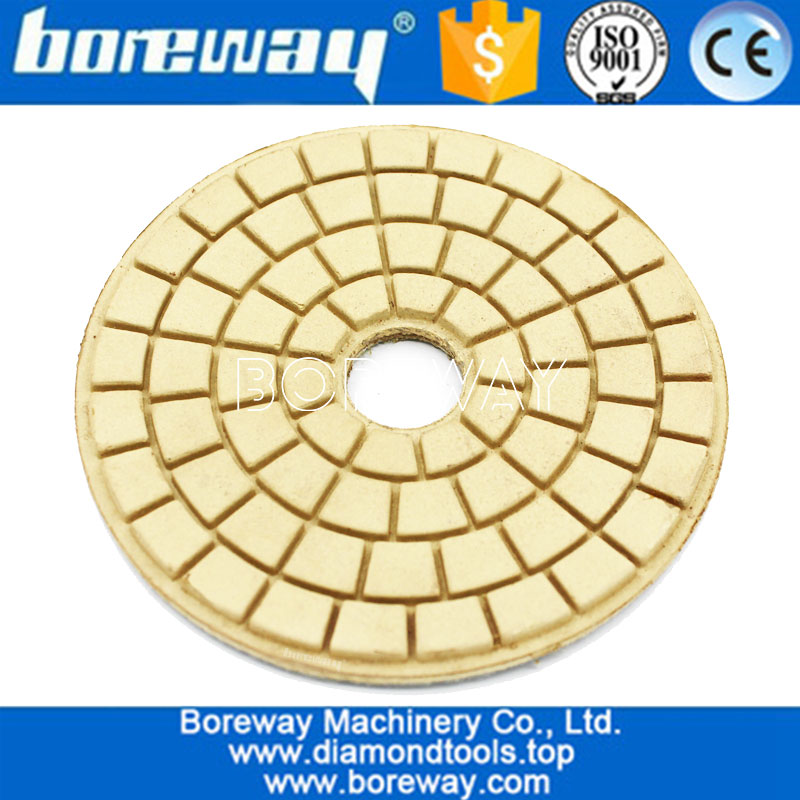 4 Inch Wet Use Diamond Polishing White Buff Pad For Granite