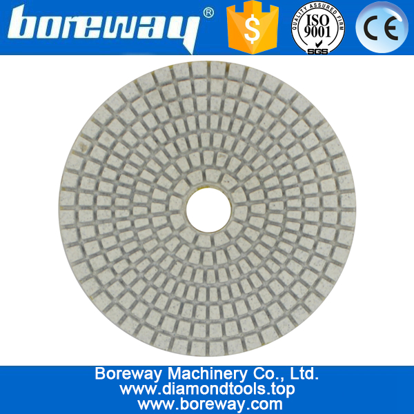 花崗岩の大理石の石英コンクリートのセラミックのための4inch 100mm 7ステップホワイトウェット使用ダイヤモンド研磨パッド