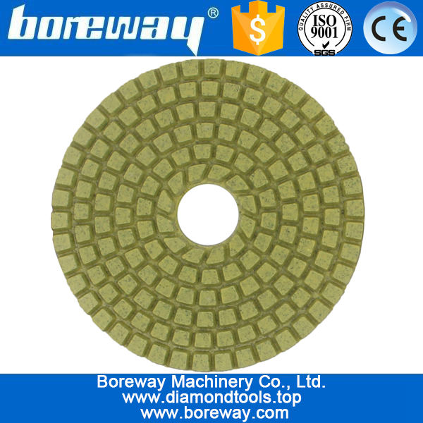 花崗岩の大理石のコンクリートセラミックのための4inch 100mm 7ステップイエロースクエア湿式ダイヤモンド研磨パッド