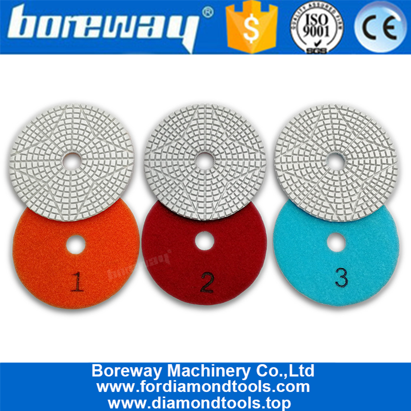 4inch 3-Steps Premium Diamond Polishing Pads for stone marble 3Pcs/Set
