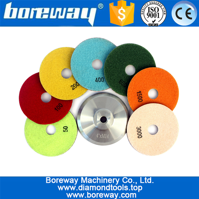 Cojín de pulido de la resina del diamante 4inch Backer de aluminio M14 para el granito
