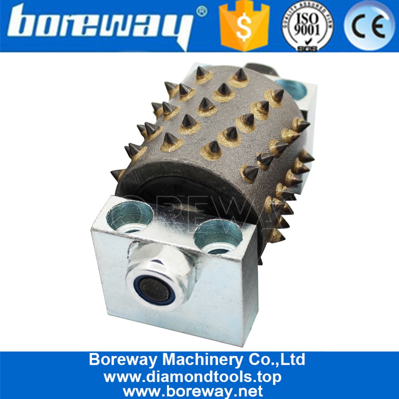 60 Pins High Performance Bush Hammer Roller With Support For Litchi Surface Grinding