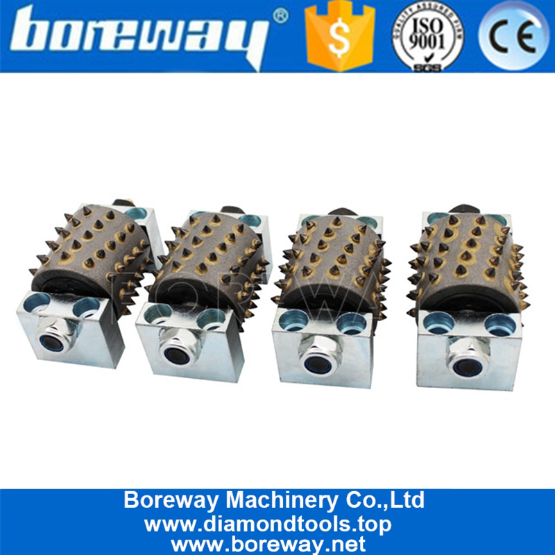 60 Pins High Performance Bush Hammer Roller With Support For Litchi Surface Grinding