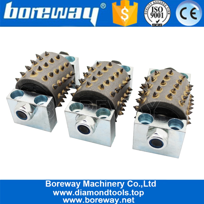 60 Pins High Performance Bush Hammer Roller With Support For Litchi Surface Grinding