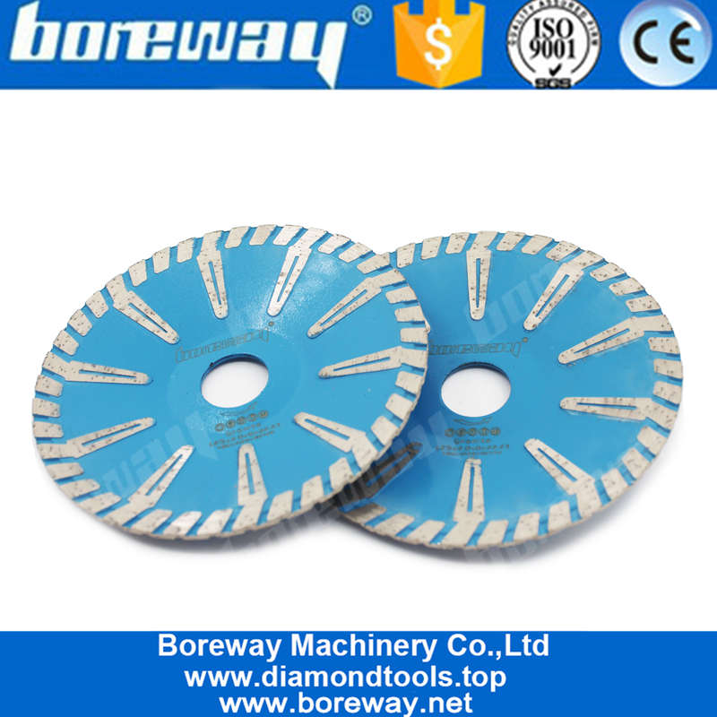 Boreway 4インチ5インチ6インチ7インチTセグメント凹型連続ターボリムダイヤモンドブレード曲線カットソー、花崗岩大理石用