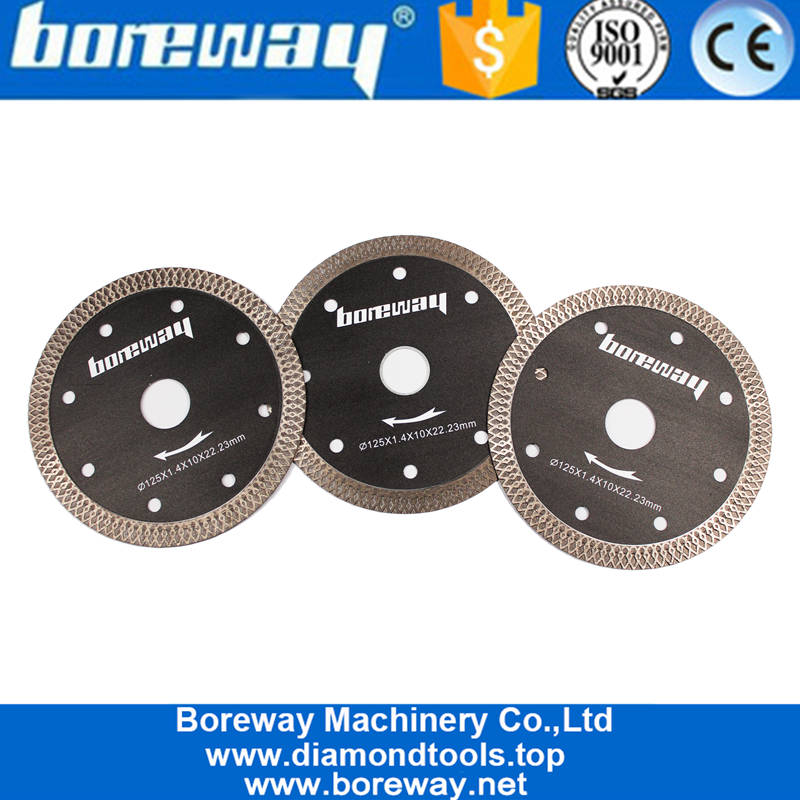 Boreway 5inch Sintered Turbo Mesh Tile Diamond Saw Blade Disc For Granite Glass Cutting