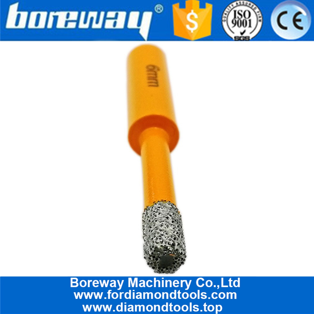 Boreway Dia 6mm Vacuum Brazed Diamond drill bit 10mm Round Shank for drilling stone concrete