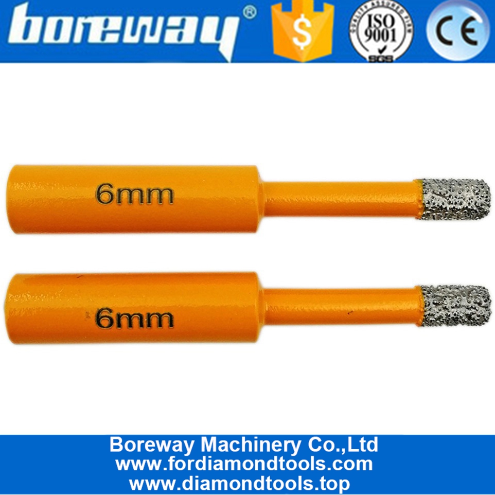 Boreway Dia 6mm Vacuum Brazed Diamond drill bit 10mm Round Shank for drilling stone concrete