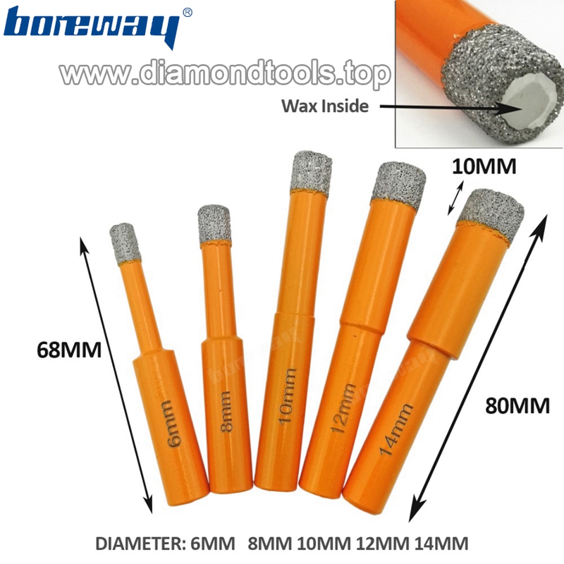 Boreway Dia 6mm Vacuum Brazed Diamond drill bit 10mm Round Shank for drilling stone concrete