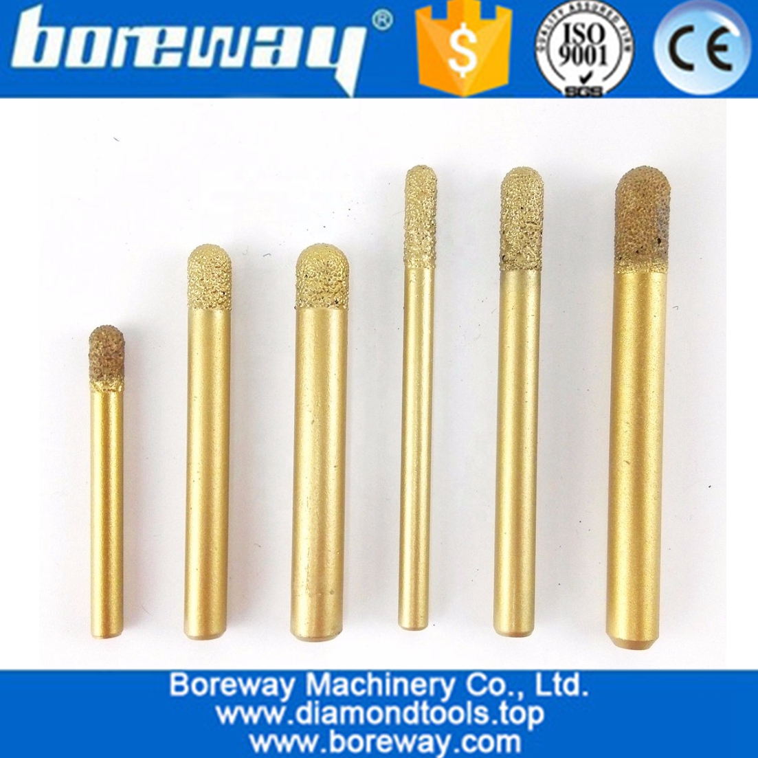 Boreway متفوقة فراغ صنع من الماس الماس CNC الحفر بت التوجيه أدوات للجرانيت حجر نحت