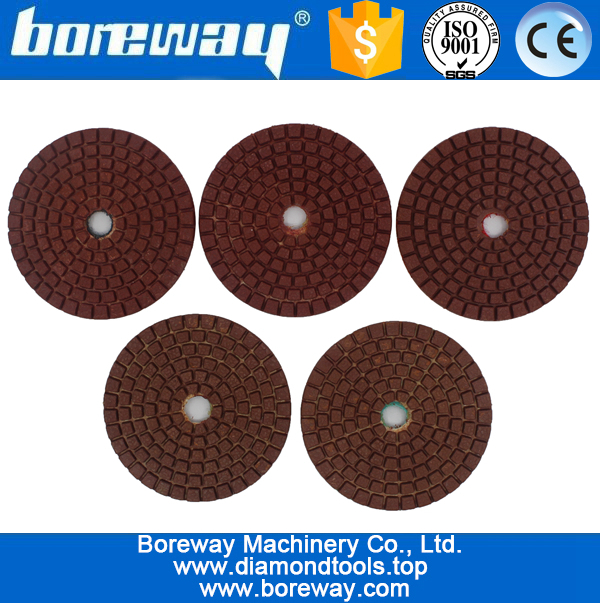 Brown 5 pasos 3 pulgada 80 mm almohadillas de pulido de diamantes para pulido de granito