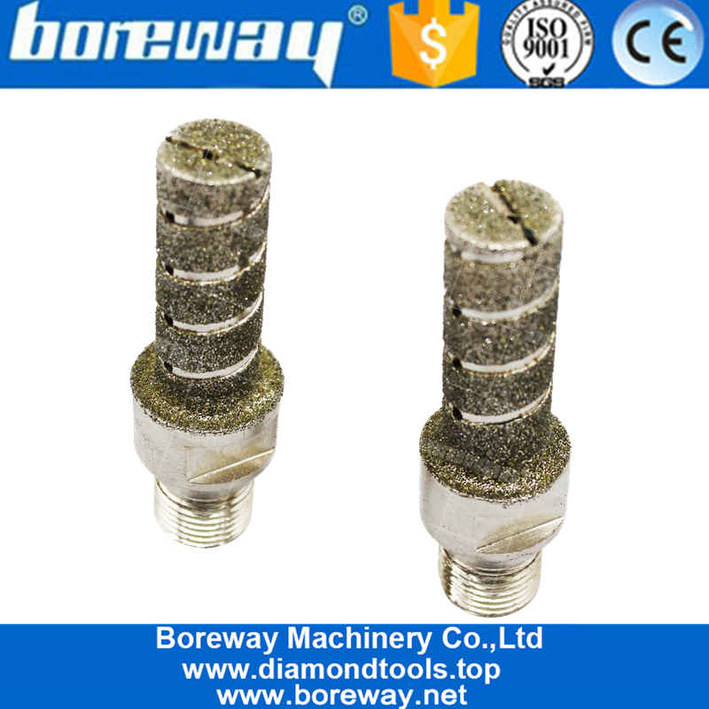 China Price D25xL50x1/2"Gas Left Thread Electroplate CNC Diamond Finger Bit For Glass Marble Manufacturer