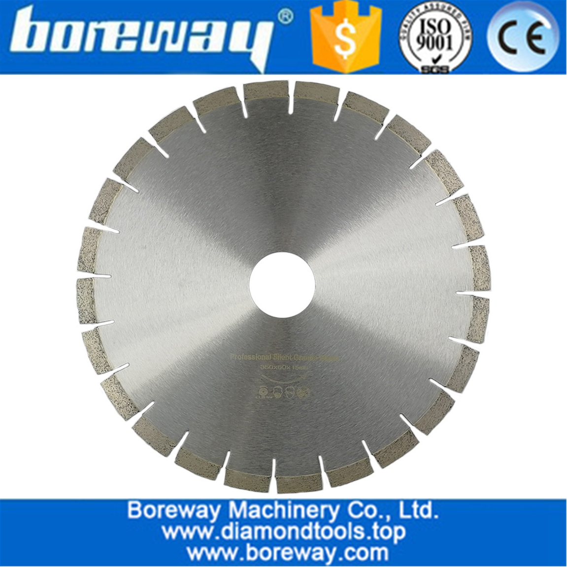 Dia.350mm Professional quality Diamond Silent Saw Blade Sandwich Steel core Granite cutting Disc Wheel bore 50mm 60mm