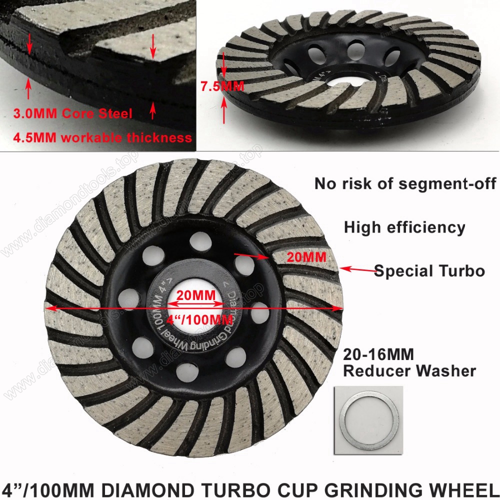 Dia.4" 4.5" 5" 7" Diamond Turbo Row Grinding Cup Wheel concrete Masonry grinding disc Manufacturer