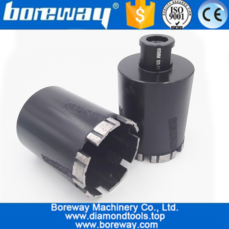 直径65mmのレーザー保護された側面の保護5 / 8-11糸が付いているダイヤモンドのコアビットの乾式穴