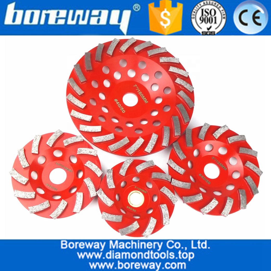 कंक्रीट और अन्य निर्माण सामग्री के लिए उच्च गुणवत्ता वाले वेल्डेड डायमंड सेगमेंट टर्बो पीसने वाला कप व्हील