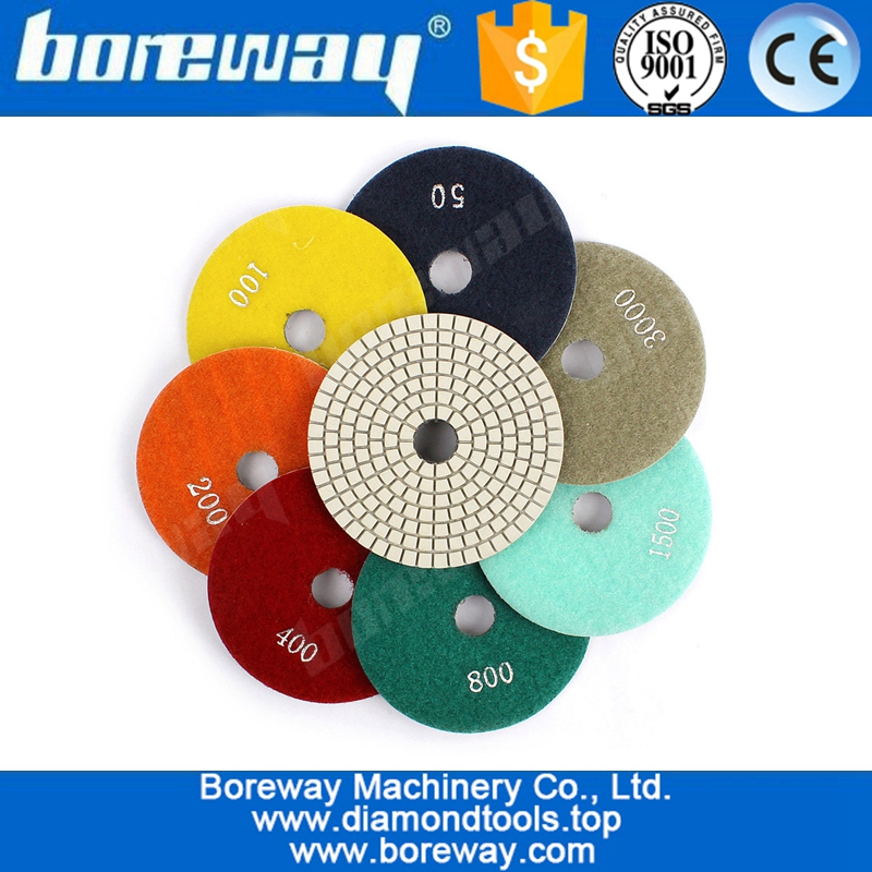 Supply 4" 100mm 7pcs Diamond Flexible Polishing pad For Stone Granite Wet Use polishing tool