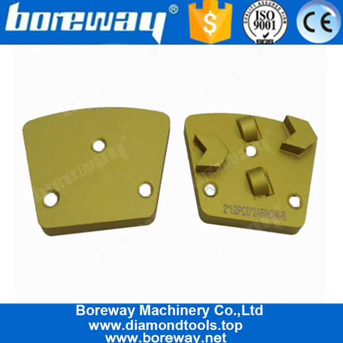 Two Half PCD Arrow Segments Metal Bond Diamond Grinding Shoes For Epoxy Concrete Coating Removing