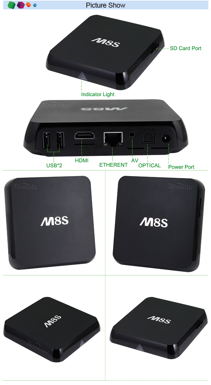 Quad Core TV Box TM8S TV Box Ultra HD 4K2K Amlogic S812 Google Android 4.4 TV Box TM8S