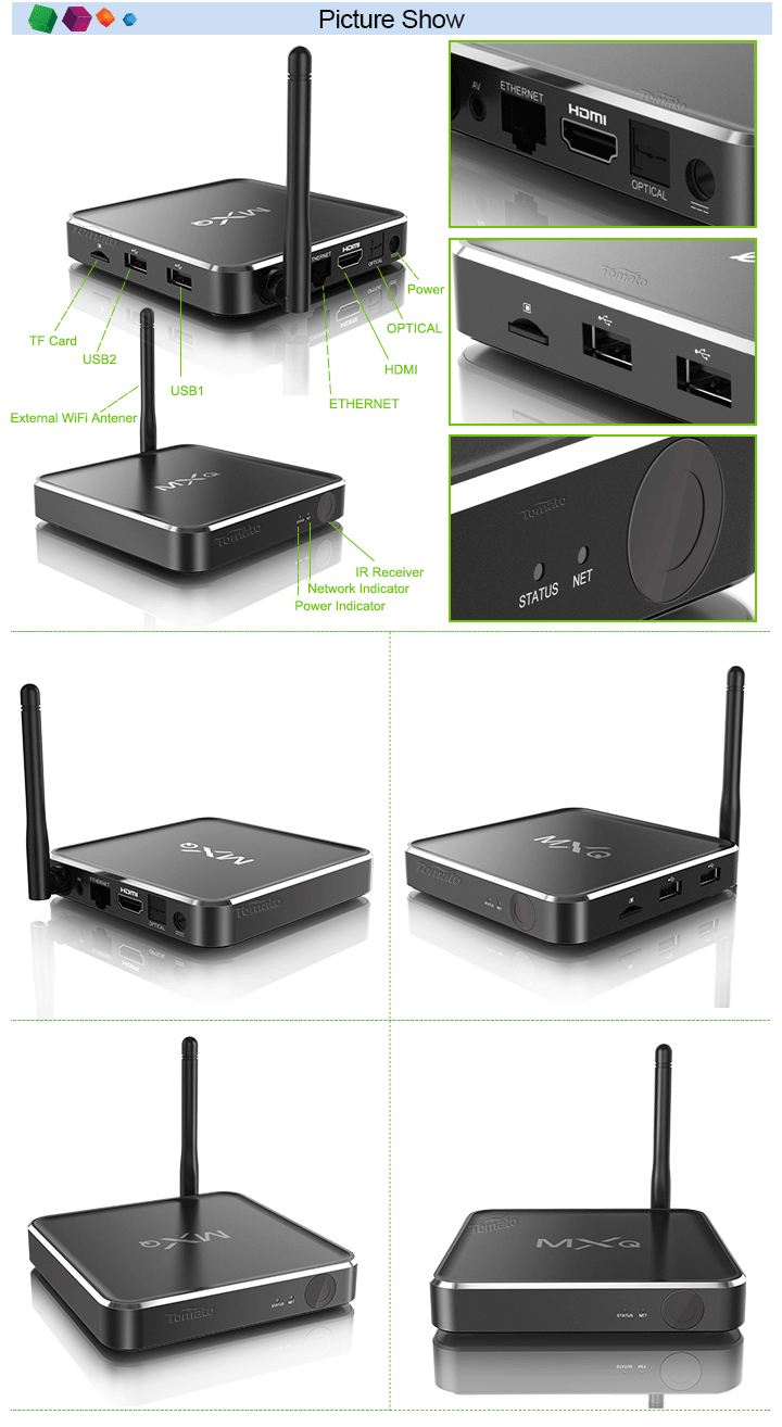Android TV Box Aluminum Alloy Casing XBMC H.265 decoding MXQ2 Android 4.4 TV Box MXQ2