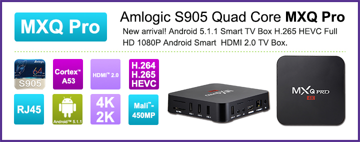 Android 5.1 Amlogic S905 Quad Core Full HD Media Player 1080p Android TV Box Kodi16.0 Quad Core Box MXQ Pro