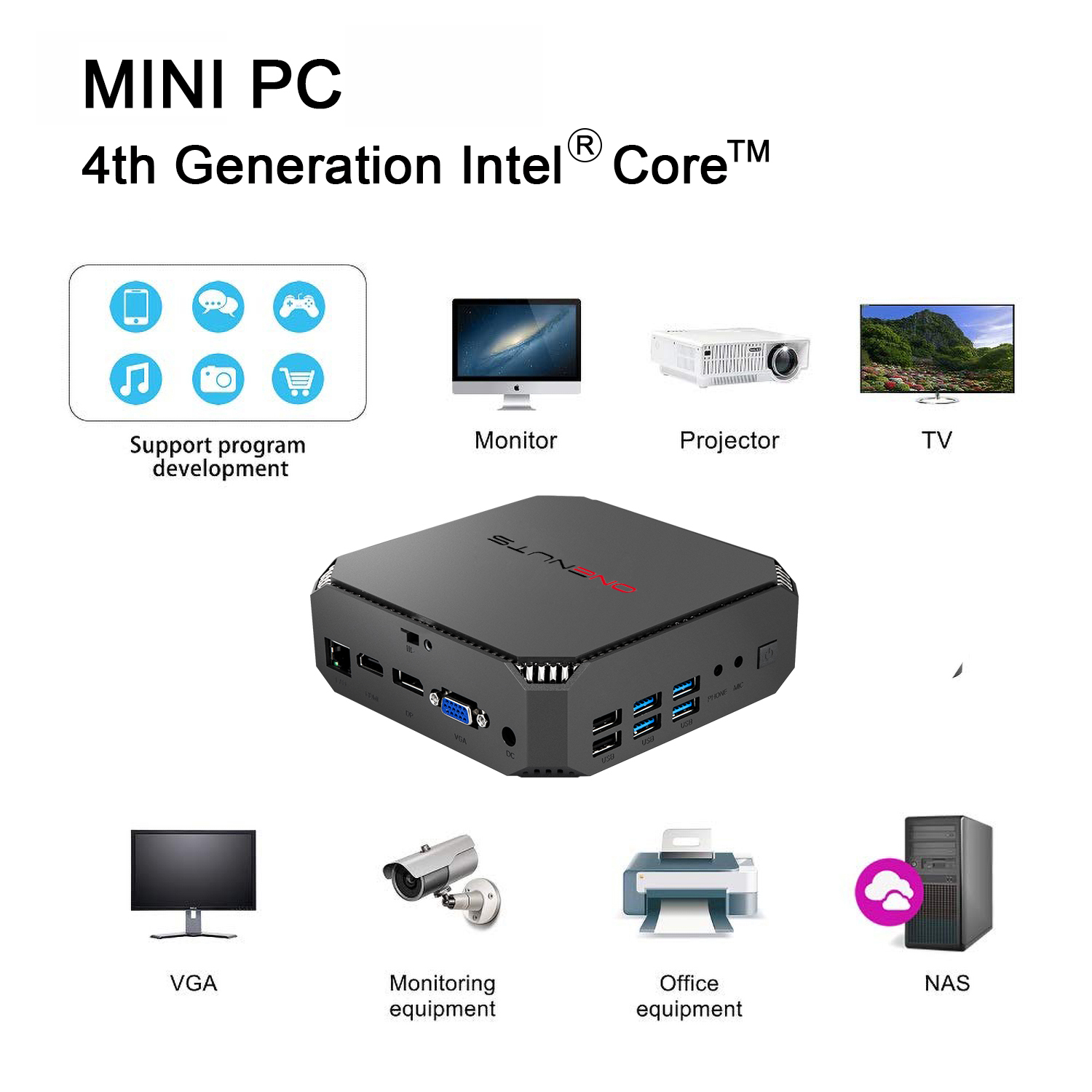 Onenuts Nut 6 Intel Core Mini PC 4th Generation i3-4100U/i5-4200U/i7-4500U