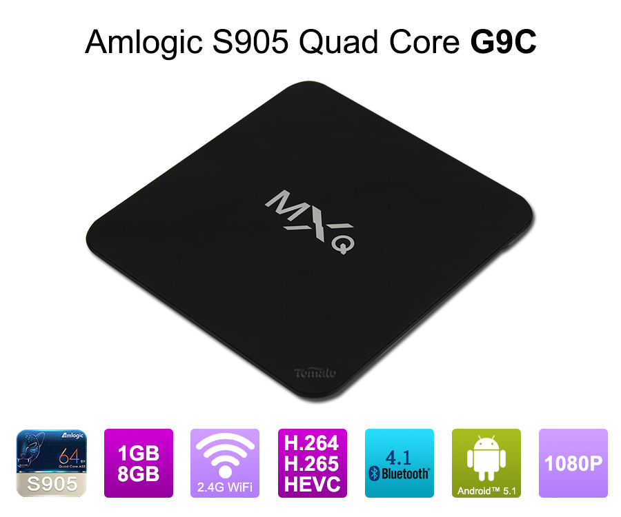 2016最新型号电视盒S905 Quad Core 4K Android 5.1电视盒支持H.265 G9C流电视盒