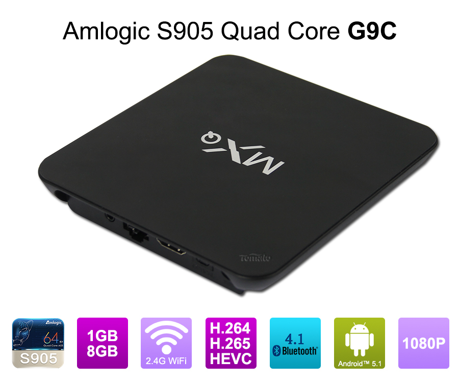2016最新型号电视盒S905 Quad Core 4K Android 5.1电视盒支持H.265 G9C流电视盒