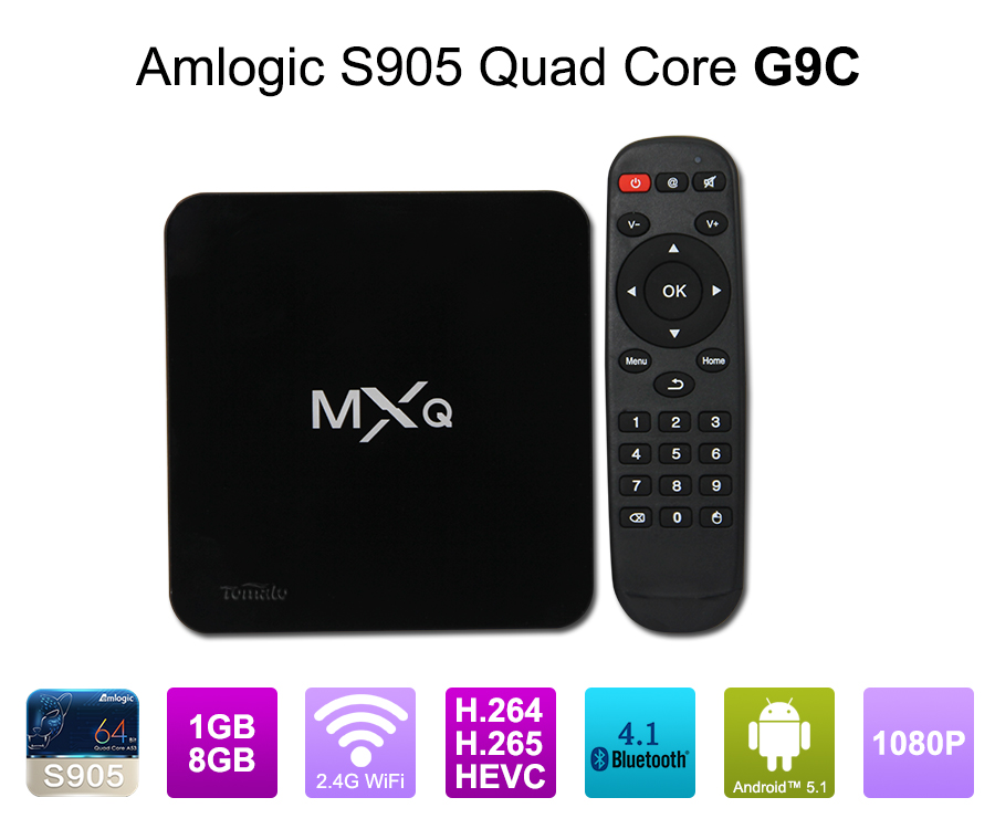 2016最新型号电视盒S905 Quad Core 4K Android 5.1电视盒支持H.265 G9C流电视盒