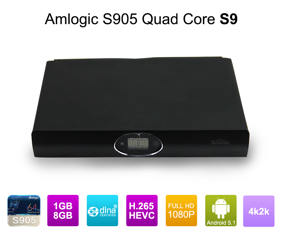 Amlogic S905 Quad Core Android 5.1 Lollipop 1G 8G 4K 2K UHD Output Media Player S9