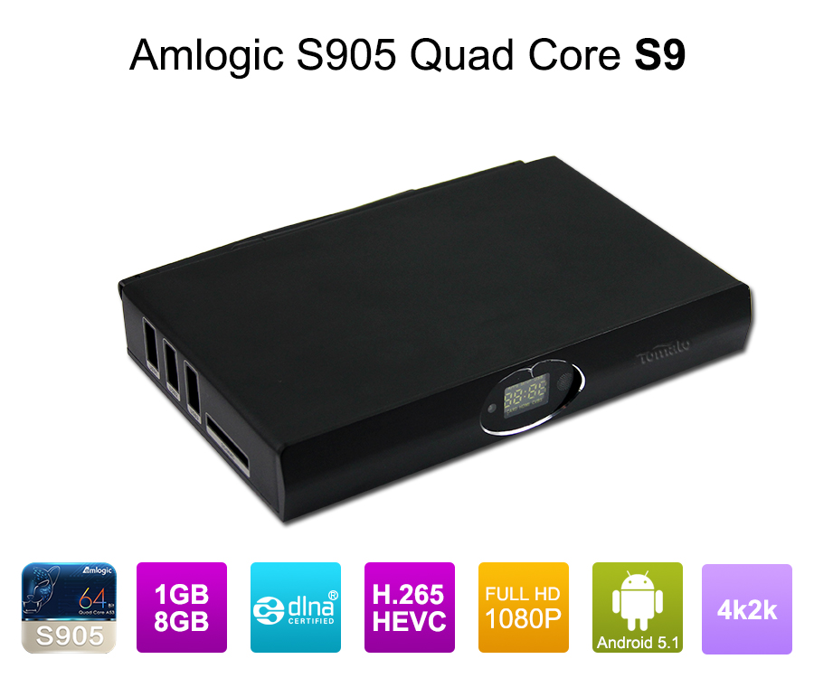 Android 5.1 Quad Core Cortex A53 Amlogic S905 Lollipop TV Box S9 TV Smart TV