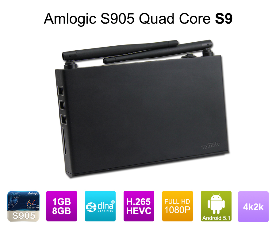 Android 5.1 Quad Core Cortex A53 Amlogic S905 Lollipop TV Box S9 TV Smart TV