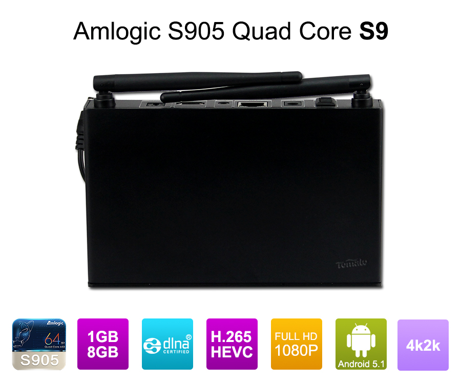Android 5.1 Quad Core Cortex A53 Amlogic S905 Lollipop TV Box S9 TV Smart TV