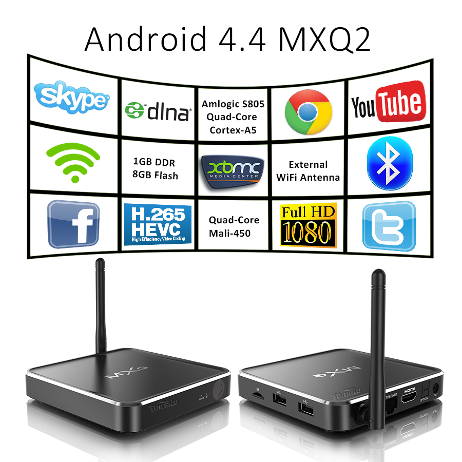 Android TV Box Aluminum Alloy Casing XBMC H.265 decoding MXQ2 Android 4.4 TV Box MXQ2