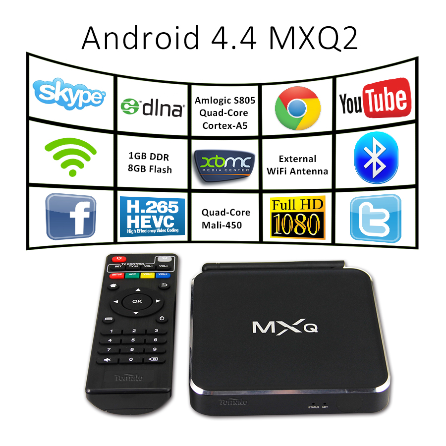 Android TV Box Aluminum Alloy Casing XBMC H.265 decoding MXQ2 Android 4.4 TV Box MXQ2
