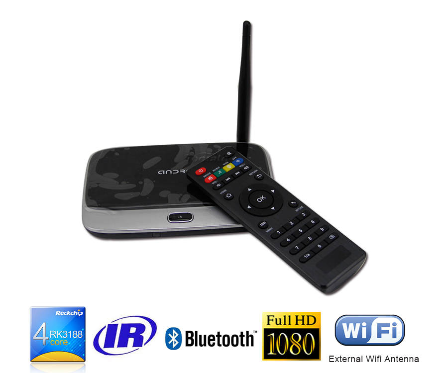Google电视盒Android 4.2四核RK3188电视盒CS918 RJ45 WiFi CS918