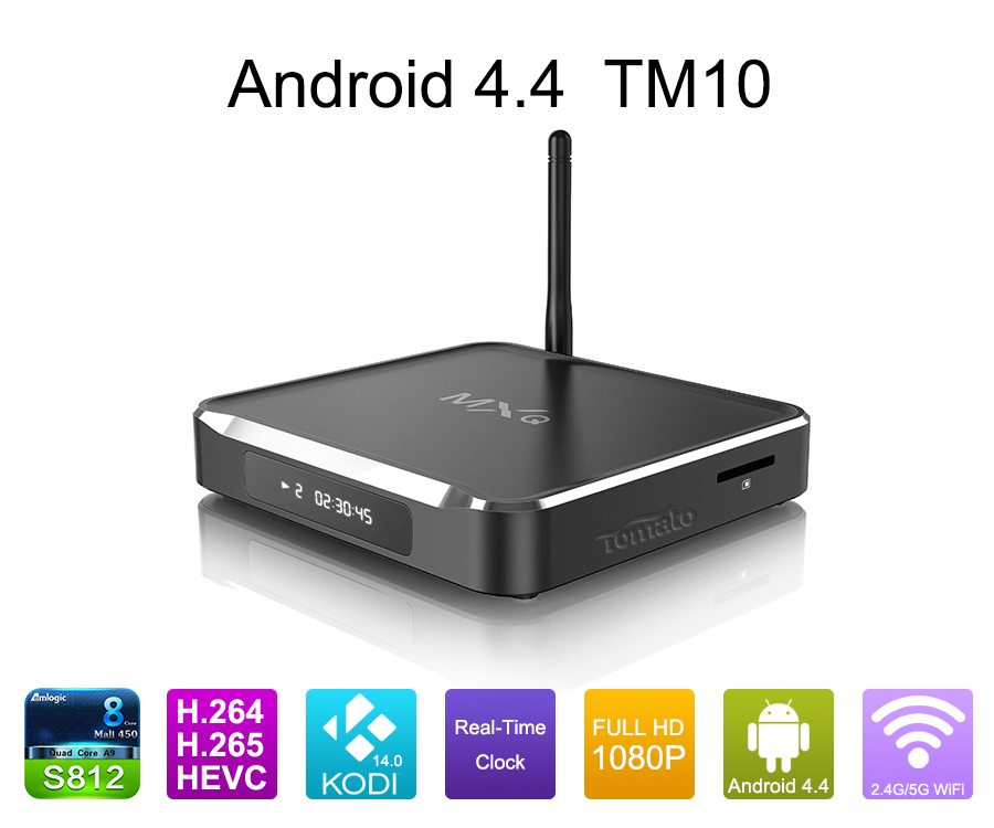 M10电视盒2016最热门产品OTT电视盒Android 4.4 OTA 4K2K KODI 15.2预装Amlogic S812电视盒TM10