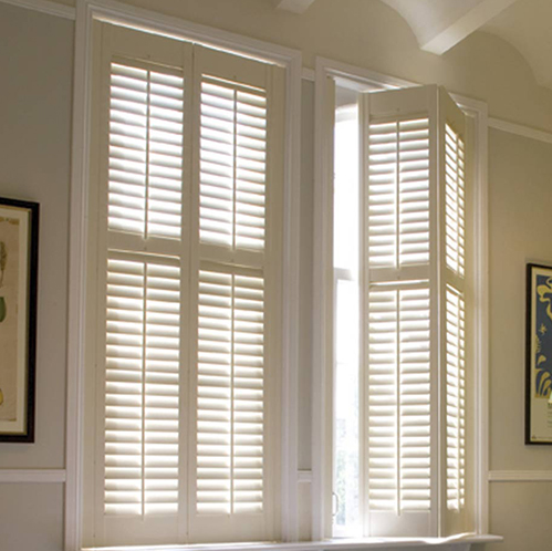 Custom Made PVC Fauxwood Fensterladen, Finger verbunden Lamellen Jalousien Großhandel