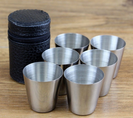 6 Pieces 30ml Cups Set Stainless Steel Cups Wine Beer Whiskey Mugs