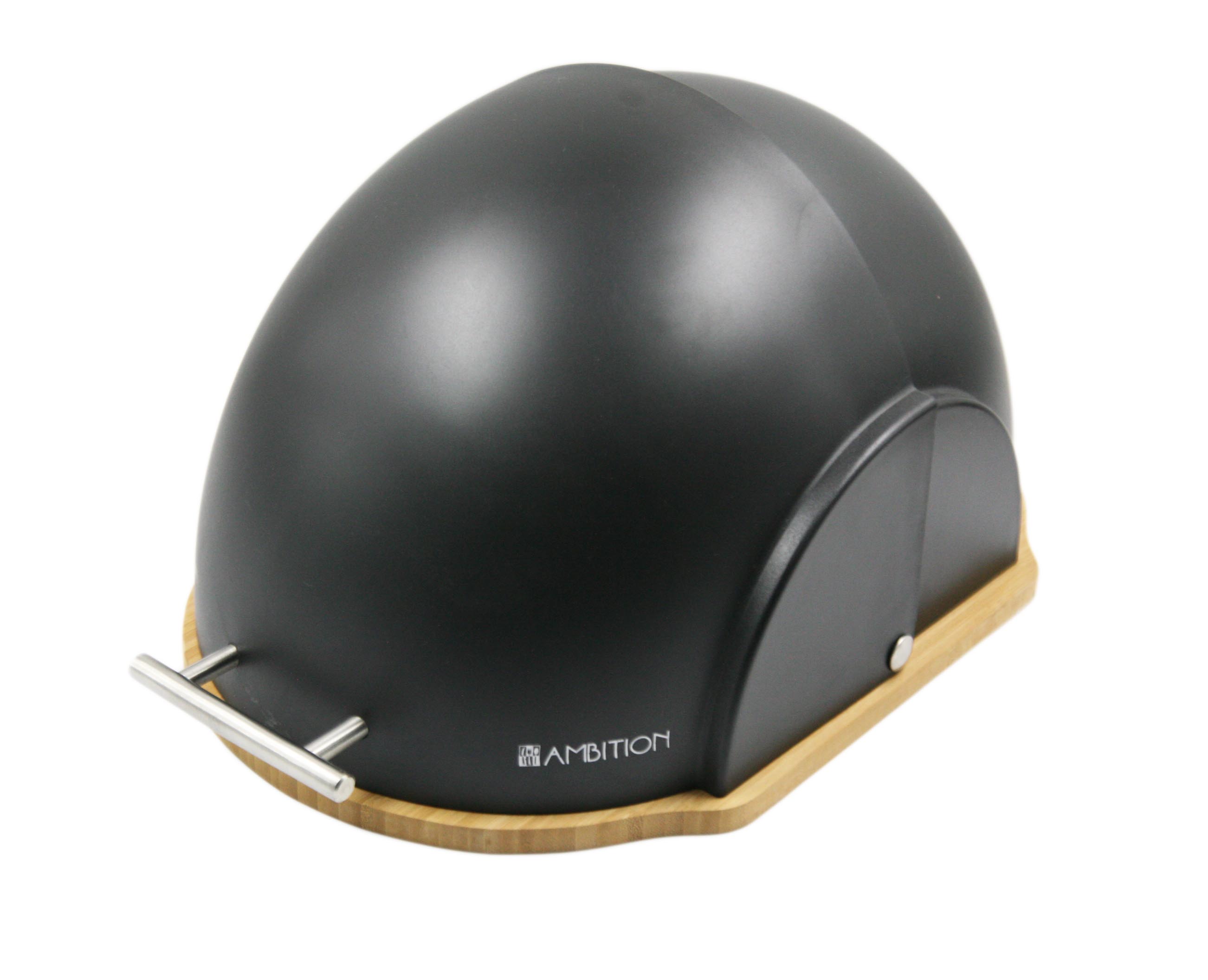 Colorful stainless steel plastic bread bin with wood base EB-OV22