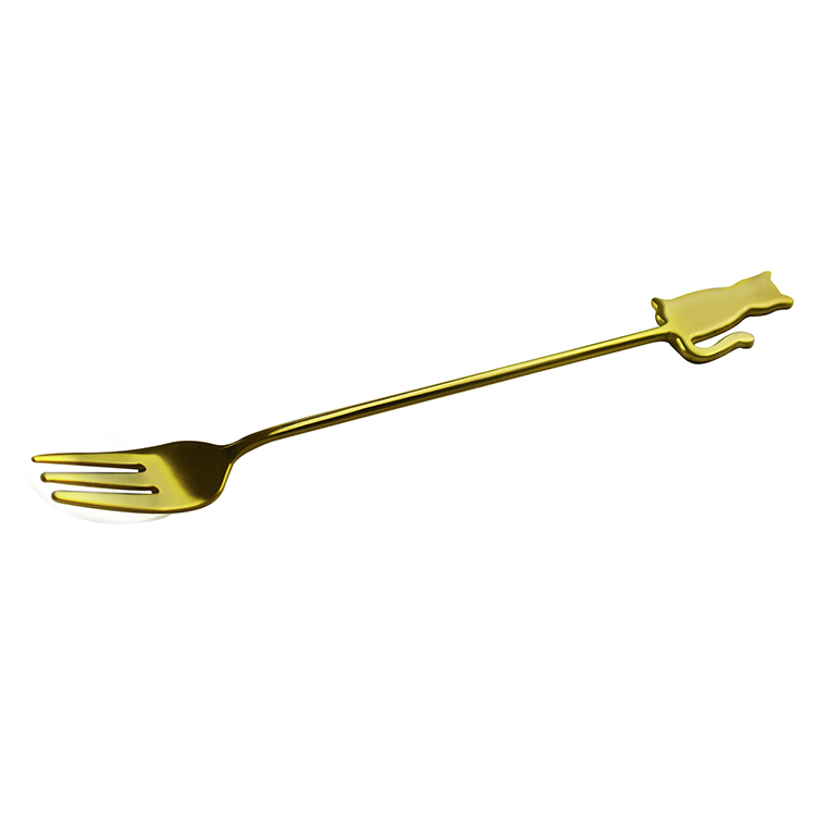 Golden Cat Shape Stainless Steel Dessert Fork