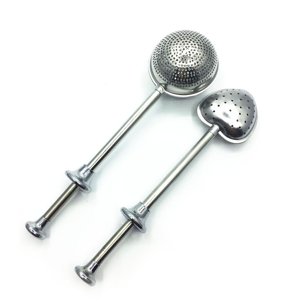Theefuser met lange steel, thee-ei, ronde bal en hartvormige verpakking van 2