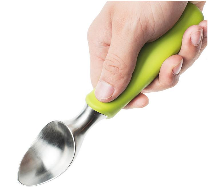 Non-slip Rubber Grip Solid Stainless Steel Ice Cream Scoop