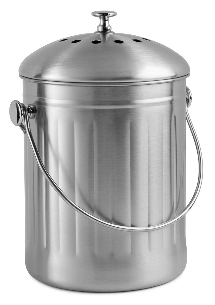 Premium Quality Stainless Steel Compost Bin&Pail 1.3 Gallon Includes Charcoal Filter Utopia Kitchen