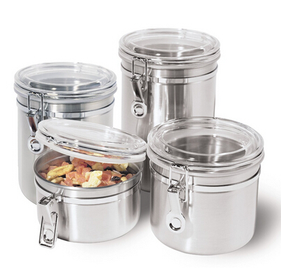 Stainless Steel Canister Set with Airtight Acrylic Lid